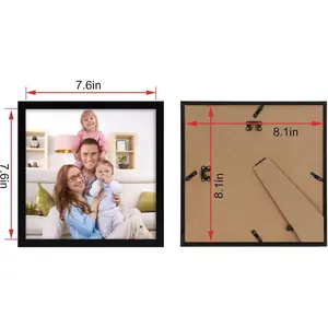 8x8 Picture Frame Black, 8 by 8 Thin Square Photo Frame for Gallery Wall Tabletop Display, Single Decor