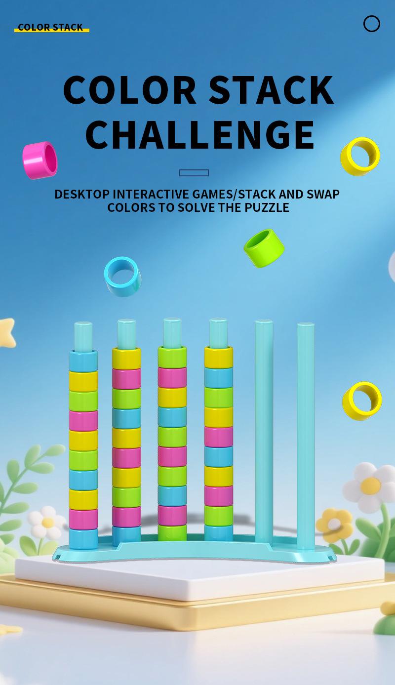Color Stacker Challenge Puzzle  Matching Game toy  | Fun Interactive Educational Family Party Game for Kids & Adults | Premium Birthday Gift