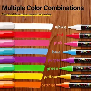 Liquid Chalk Markers - Single Tip, 8 Vibrant Colors Jumbo Liquid Chalk Marker Pen, Chalkboard Markers Car Window Paint Pens, Quick-Drying, Erasable for Blackboard, Windows, Glass, Window Chalk Markers for Cars Glass Washable