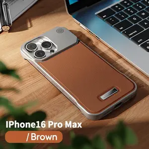 Magnetic Suction Frameless Phone Case, PU Leather Business Phone Protective Cover, Phone Accessories Compatible with iPhone 11 12 13 14 15 Pro Max, Casing