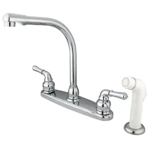 Kingston Brass  8 Inch Center Kitchen Faucet With Side Sprayer - Polished Chrome