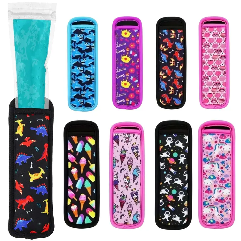 Colorful Ice Pop Sleeves, Reusable Cooling Sticks for Summer, Washable Pocket Accessories for Youth and Adults, Ice Packs Reusable