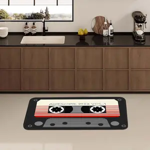 Retro Cassette Pattern Floor Mat, 1 Count Non-slip Soft Floor Carpet, Decorative Area Rug for Home Kitchen Living Room Bedroom, Vintage Design Rug