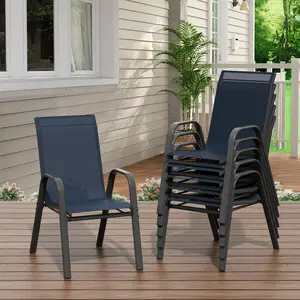 Patio Chairs, Outdoor Dining Chairs with Textilene Fabric, All-Weather Stackable Chairs with High Back Outdoor Chair Sets with Armrests, 140 Kg Capacityfor Backyard, Pool Deck, Garden,summerwins