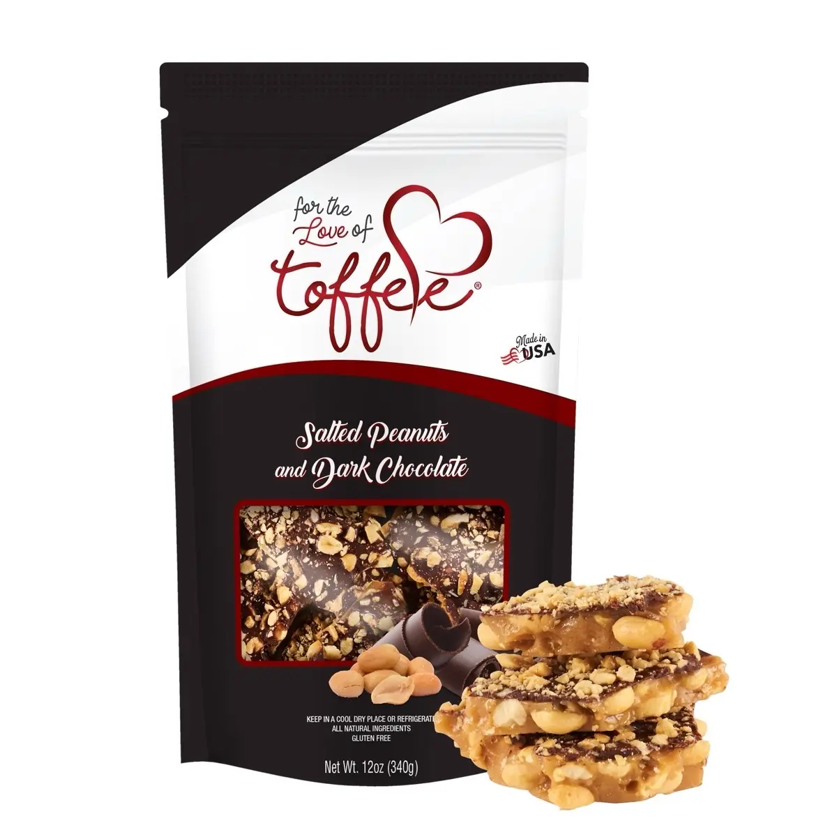 For the Love of Toffee Salted Peanuts and Dark Chocolate Hand Crafted Toffee