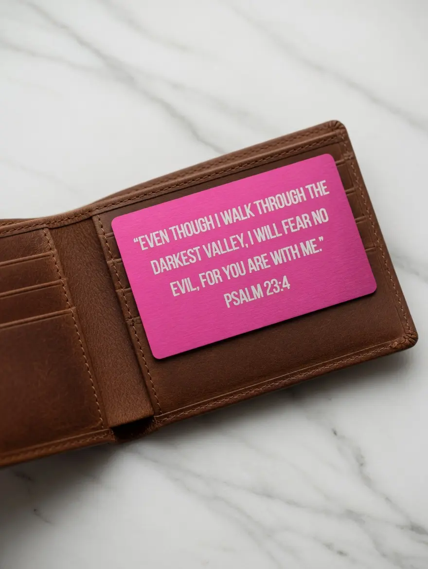 Psalm 23:4 Wallet Card - "Fear No Evil" Metal Bible Verse Card | Christian Comfort & Strength