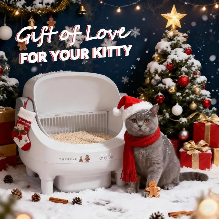 Thereye Self Cleaning Cat Litter Box, Open-Top Automatic Litter Box with Smart App and Safety Sensors, Large Auto Litter Box for Multiple Cats, 10L Waste Bin with Odor Control, Includes Trash Bag