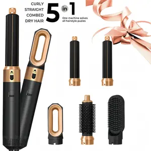 5-In-1 Hair Dryer Set with Diffuser, Automatic Curling Iron, Straightener, Styler, Detachable Hot Brush, Valentine's Day Gift