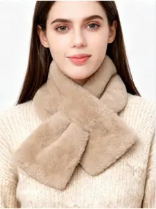 Women's Winter Scarf, Faux Fur Neck Warmer, Elegant Plain Design, Fall & Winter Accessory, Comfortable and Stylish