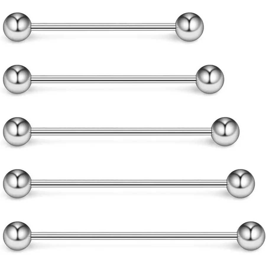 5-10PCS 16 Gauge Mix Sizes Industrial Barbell Cartilage Earring Body Piercing Jewelry 28mm 32mm 35mm 38mm 40mm