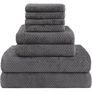8 Piece Bath Towel Set, Microfiber Bathroom Towel - 2 Bath Towels, 2 Hand Towels, and 4 Wash Cloths, Super Soft, Highly Absorbent Towels for Bathroom, Gym, Hotel, and Spa (Grey)