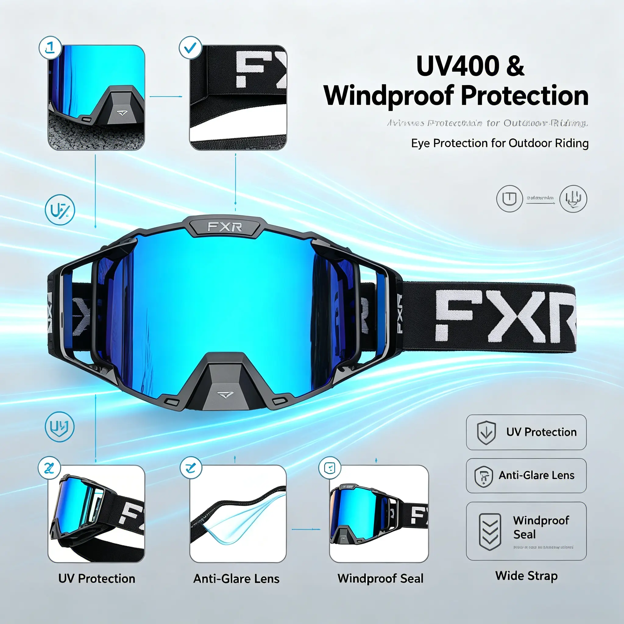 Premium Off-Road Motocross Goggles, Windproof, Sand-Resistant & Helmet-Compatible Eyewear for Skiing & Off-roading, Secure Fit, Unisex, Anti-Glares, Eye Protection