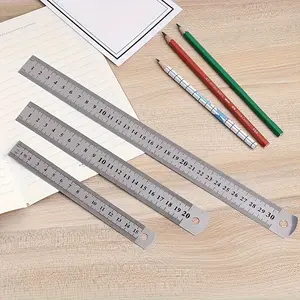 Stainless Steel Straight Ruler, 3-Piece Set, Durable & Precise Measuring Tool, Perfect for Students & Professionals