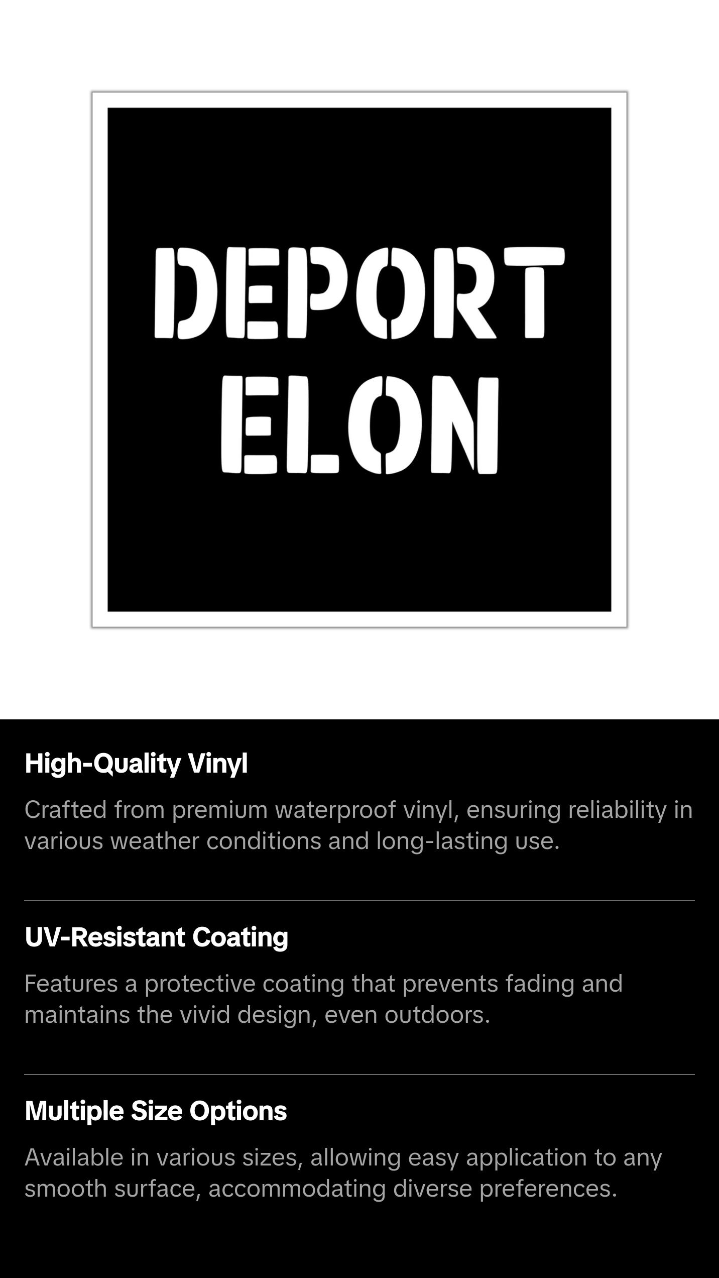 Deport Elon Sticker, Anti Trump Sticker, Democracy Sticker, Political Sticker