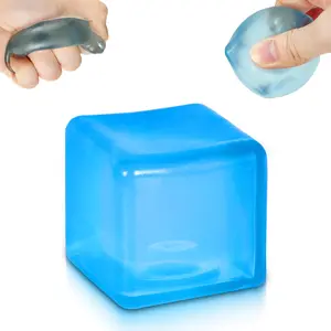Ice Cube Stress Ball, Medium Cube 5cm(1.98") Fidget Toys, Blue Ice Cube Squishy Cube for Anxiety Relief Stress Reliever,Stress Relief Toys for Adults Kids Children Teens