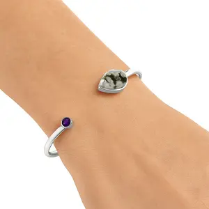 Premium Quality Peace Jade & Amethyst Cuff Bangle Bracelet B-1004 58-EB10565