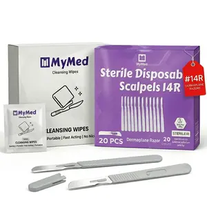 Dermaplane Essentials Kit – Disposable Scalpel Razors + Individually Wrapped Dermplane Razor Cleaning Pads