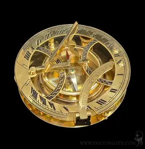 Solid Brass Sundial Compass with Rosewood Box