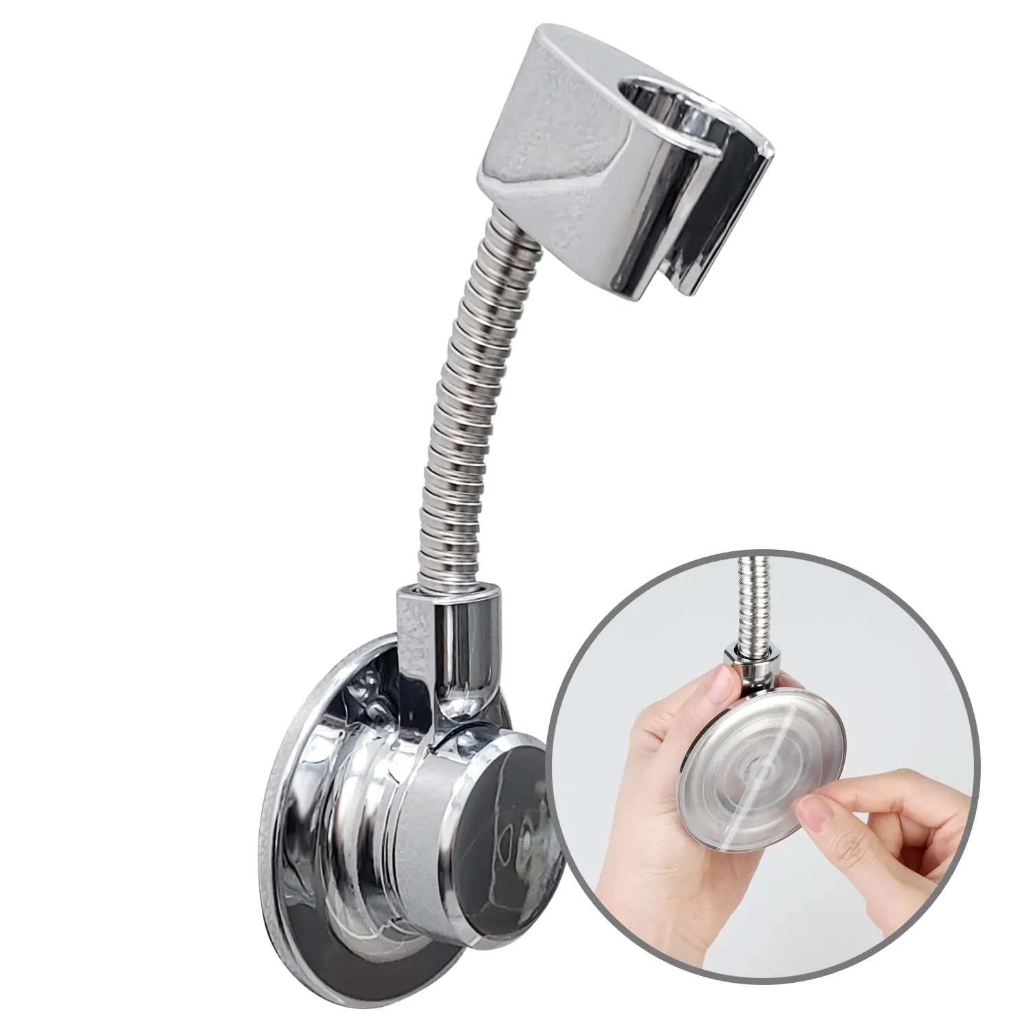 Bathbeyond Shower Head Holder - Flexible Adjustable Vacuum Suction Cup Shower Head Wall Mount Holder for Hand Held