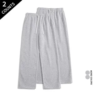 Men's 2-Pack Non-See-Through Casual Pants Elastic Waist Drawstring Trousers outdoorfun