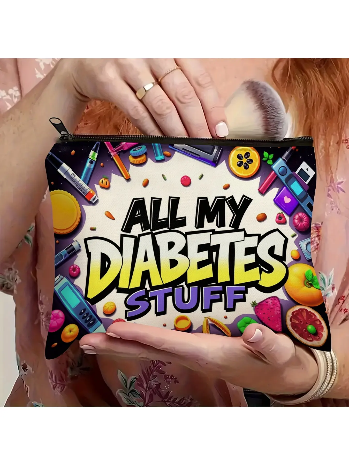 Travel Cosmetic Bag - Stylish Design with Zipper Closure, -Themed Pouch for Insulin & Supplies, Perfect Gift for Diabetics (Grandma, Grandpa, Mom, Dad, Sister, Brother), Accessories