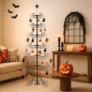 Lilypelle 6/7 Ft Wrought Iron Christmas Tree Ornament Display Stand, Metal Holder for Hanging Glass Balls, Halloween & Holiday Decorations