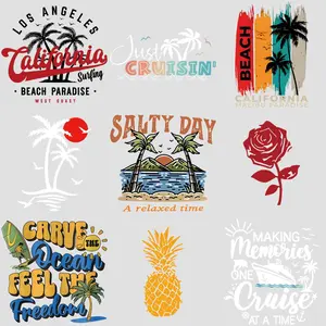 Hawaii Themed Tropical Hawaiian Heat Transfer Sticker, DIY Fashion Iron on Sticker, Decorative Patterns Sticker for Clothes, Bag, Hat, T-shirt, Jeans, Hoodie