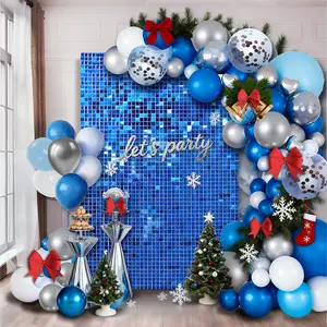 4x6 feet (dark blue) sequin wall background, 24 sequin decorative panels, birthday, New Year, Valentine's Day, Christmas, anniversary, wedding, engagement decorations, photo shoots and Easter decorations, party banners, photo background decorations