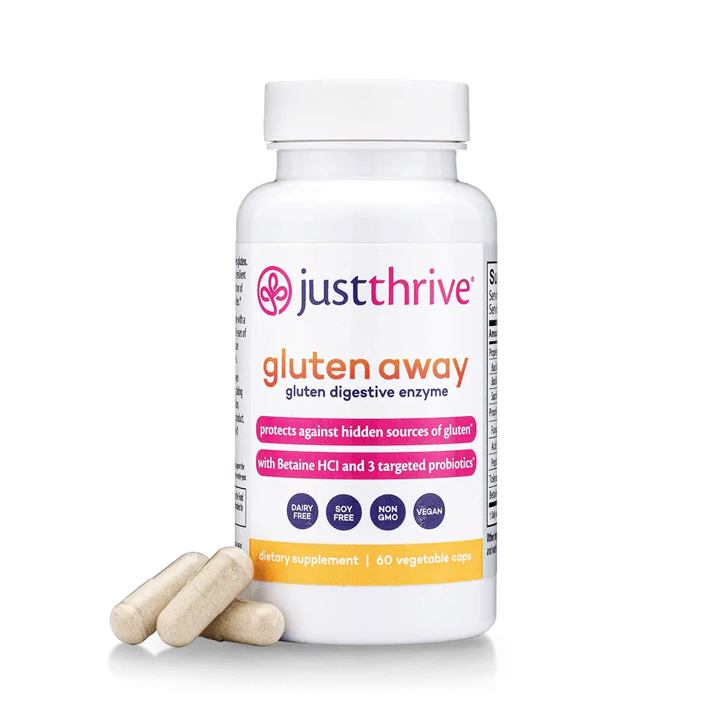 Just Thrive Gluten Away Supplement, Supports Digestive Health & Gluten Sensitivity, 60 Capsules Vitamin Edible
