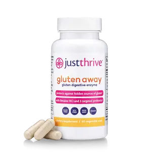 Just Thrive Gluten Away Supplement, Supports Digestive Health & Gluten Sensitivity, 60 Capsules Vitamin Edible