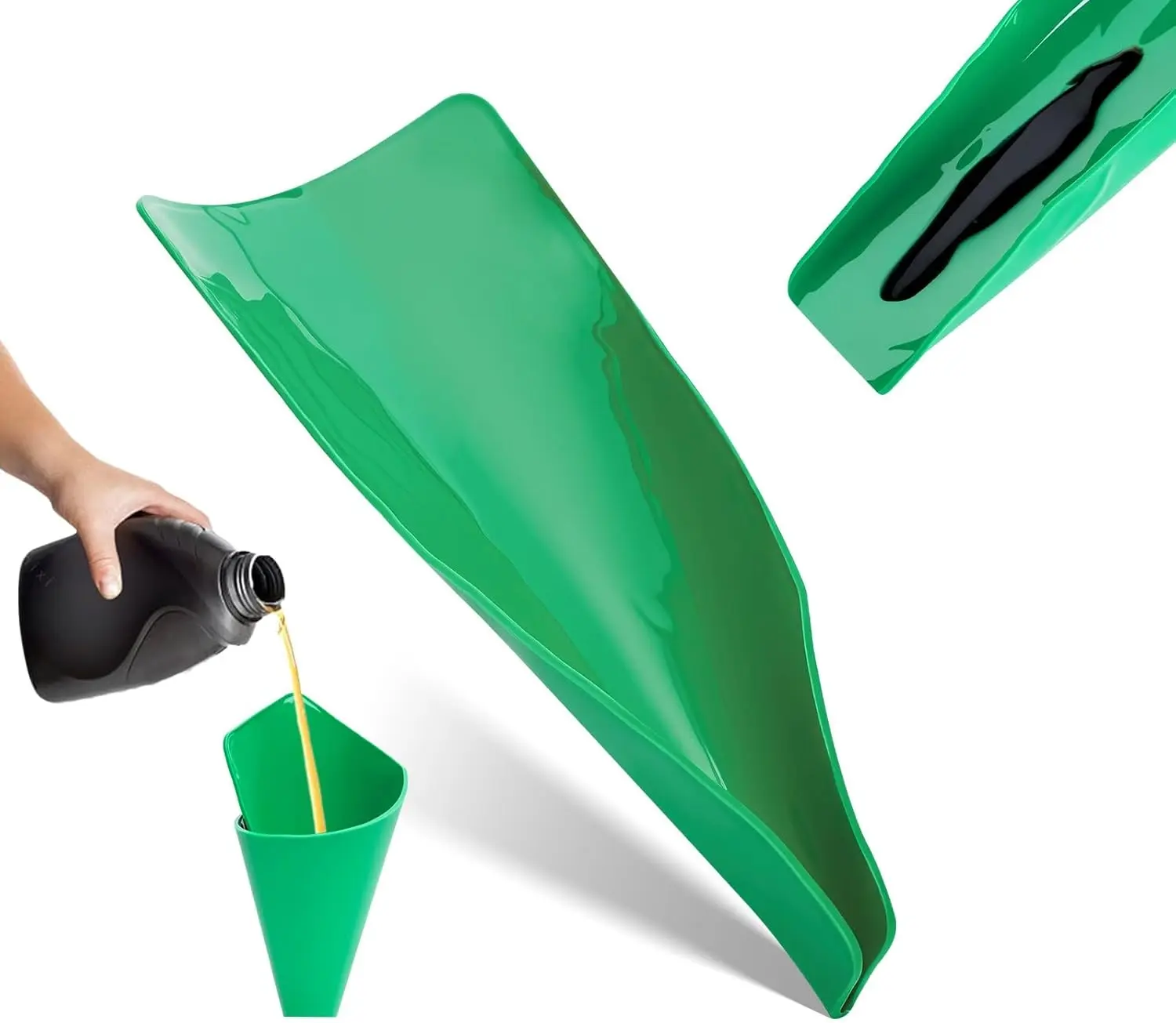 2pc Reusable Flexible Oil Drain Funnel Form a Foldable Bendable Flex Funnel for Car Motorcycle Truck Lawnmower Snowplow Reused Oil Change Spill-Free Filling Draining Tools Easy to Store and Clean