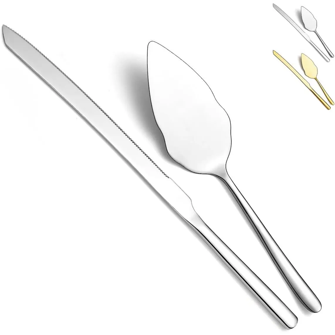 Stainless Steel Wedding Cake Knife and Server Set Includes Cake Cutter and Server Dishwasher Safe Shiny Silver for Wedding Parties Activities Family Use