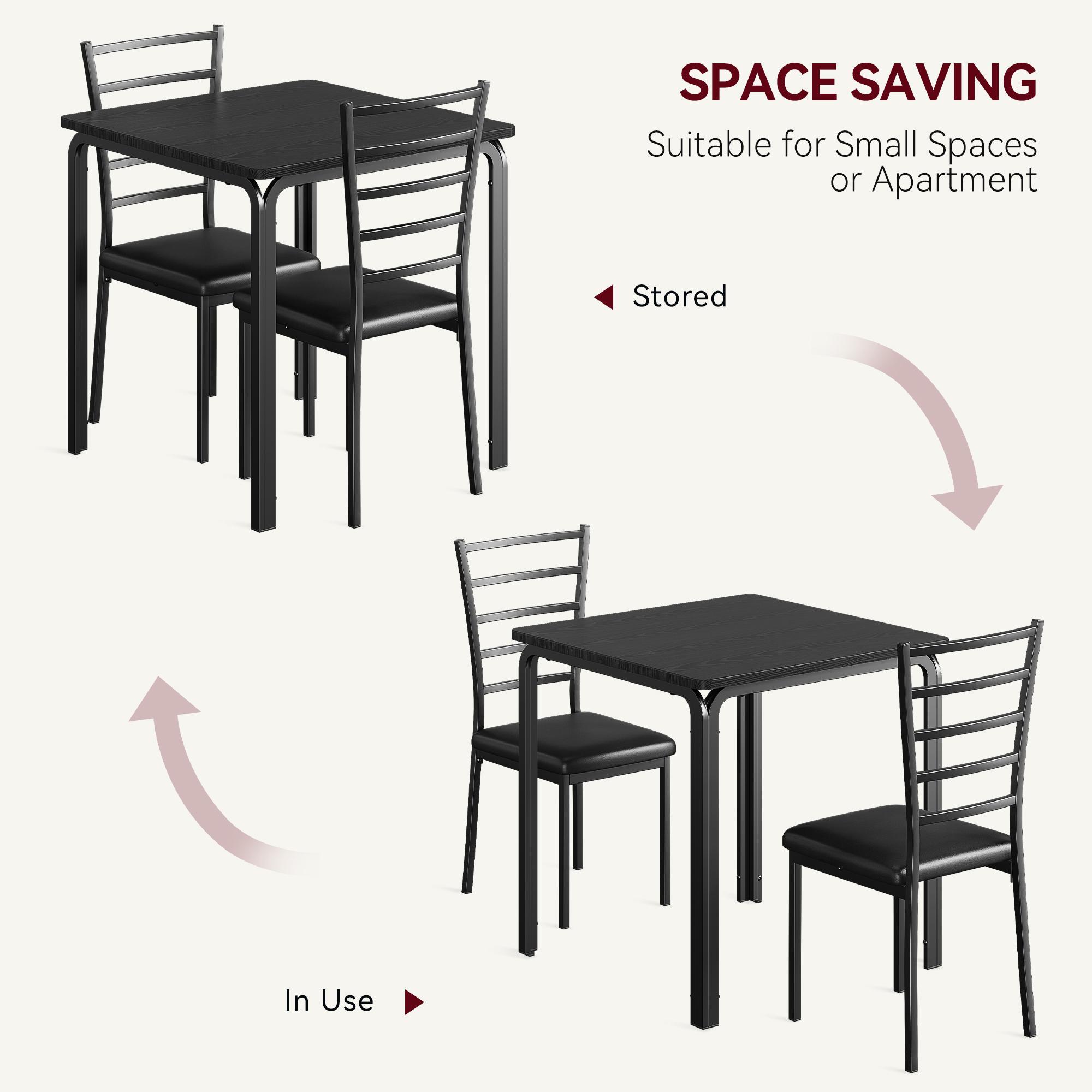 Space-Saving 3-Piece Bar Table Dining Set for 2, Modern Rectangular Table with Upholstered Seats & Footrest, Compact Furniture for Kitchen, Dining Room & Small Spaces