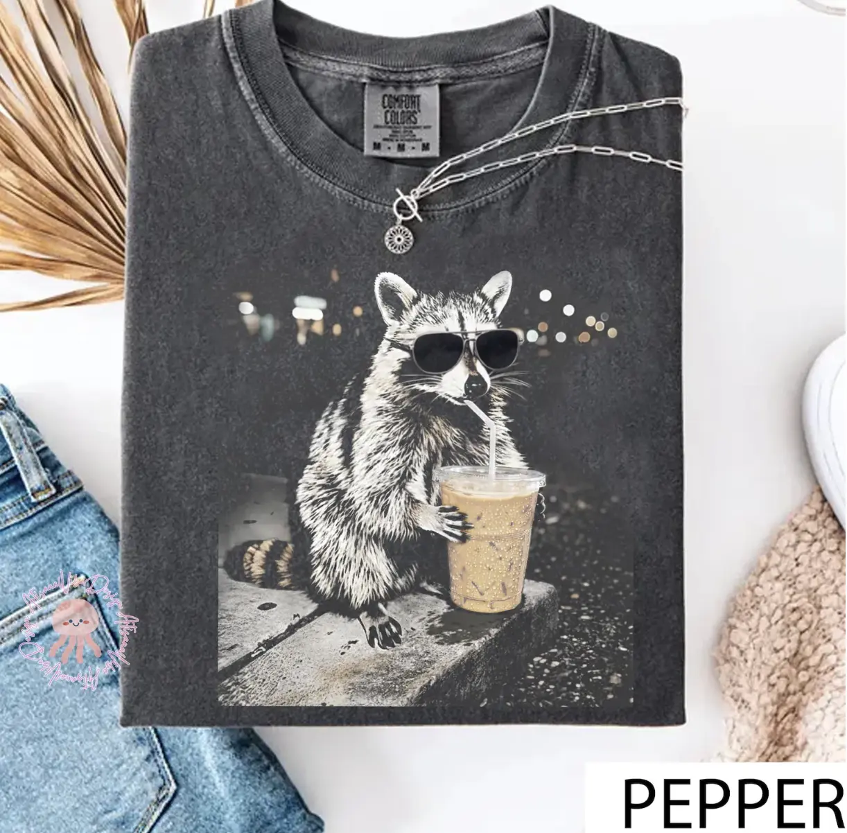 Raccoon Drinking Iced Coffee Shirt | Funny Animal Meme Tee | Coffee Lover Raccoon Shirt | Comfort Colors Tshirt, Unisex Graphic T Shirt
