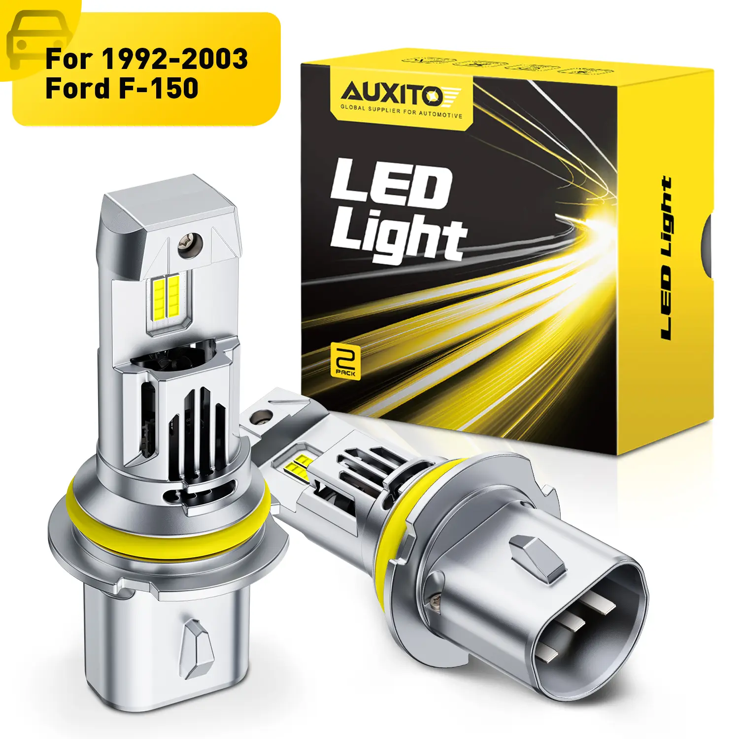 For 1992-2003 Ford F150 LED Headlight Bulbs-9007 High/Low Beam LED Bulbs, 48000LM 6500K Cool White 800% Brighter,60,000Hrs Long Service Life with 20000RPM Cooling Fans,CANBUS Ready,No Flickering,Pack of 2