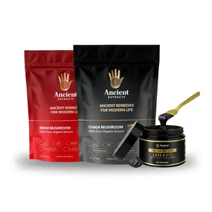 Shilajit Resin, Reishi and Chaga Mushroom Extract Bundle - Organic - 100 Days Supply Of Shilajit - 60 days Supply Of Chaga and Reishi Natural Dietary Supplement