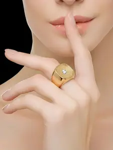 18K Gold Plated Bear Signet Ring (Multi-Color) | Stylish Animal Jewelry for Valentine's Day/Mother's Day/Carnival | Daily/Party/Gift Accessory