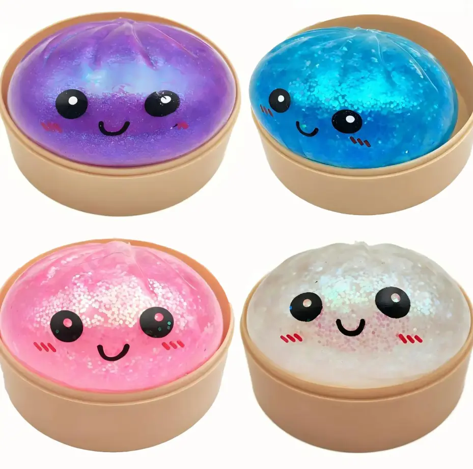 Rui Rui Cute Squishy Dumpling Fidget Toy - Soft TPR Mini Squishies Toys with Mini Steamer Basket, Lovely Facial Patterns, Unisex Sensory Products, Cute Girly Gifts for Kids Favorites Stress Relief Decoration Halloween and Christmas gifts