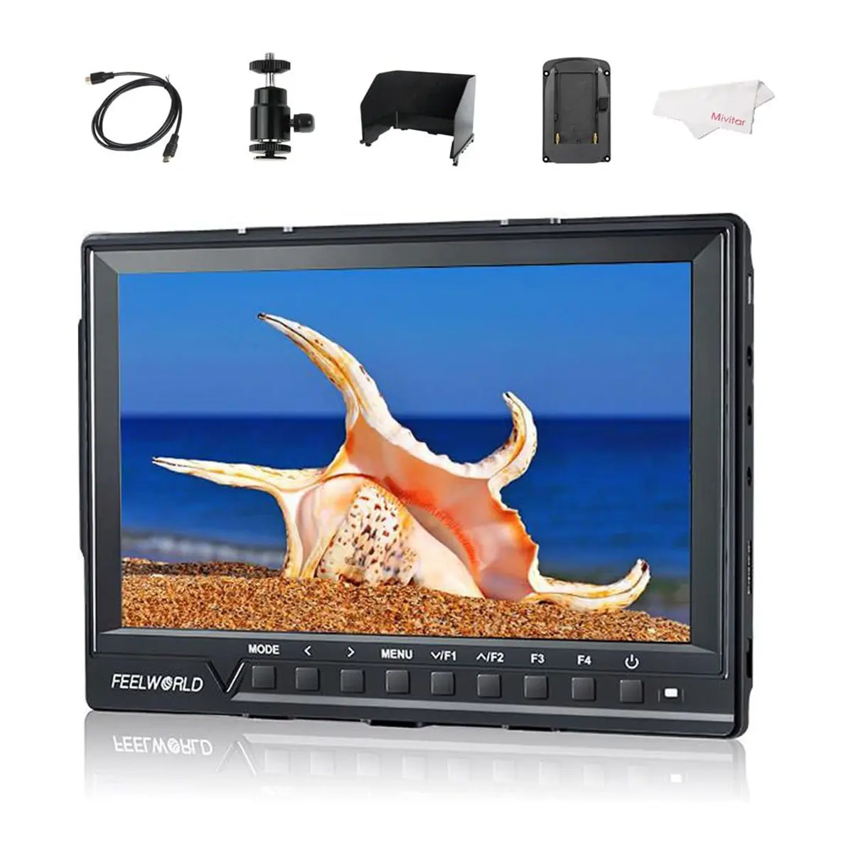 FEELWORLD FW760 7 Inch On-Camera Monitor, 1920x1200, 4K HDMI, Full HD, Ultra-Thin, HDMI Lock, Built-in Sunshade,Ultra-thin and Slim design, Rich Professional Functions Powerful Functions to Meet the Needs of Creators