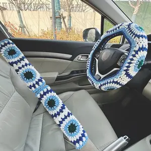 Flower Pattern Car Steering Wheel Cover, Non-slip Car Steering Wheel Protector, Universal Car Interior Decoration Accessories, Car Steering Wheel Insert Accessories