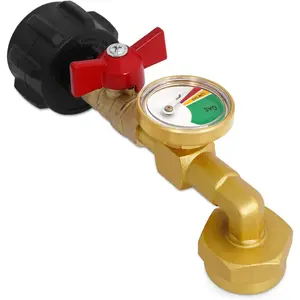 Propane Refill Adapter for 1 LB. Tanks, Propane Adapter 20lb to 1lb Converter with Gauge Valve, Propane Refill Elbow Adapter for BBQ Grill Stove Camping