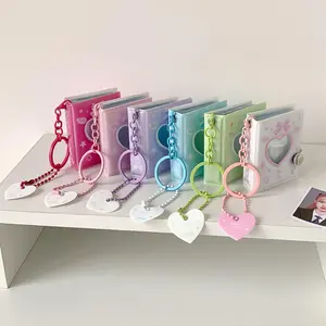 2026 New Mini 2-Inch Keychain Photo Album — Cute Heart-Themed Holder for ID Photos, Card-Sized Prints & Sticker Photos