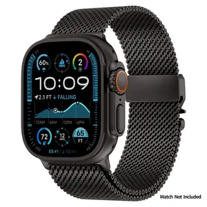 Milanese Mesh Loop for Apple Watch Band Apple Watch Ultra 3/2/1 Band 49mm 46mm 45mm 44mm Men , Stainless Steel Metal Band Parachute-style Buckle for iWatch Series 11 10 9 8 7 6 5 4 3