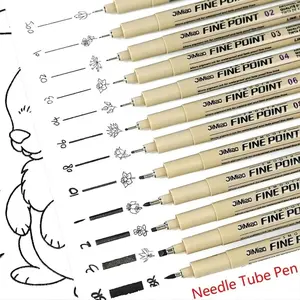 12pcs Tip Pigment Liner Micron Ink Marker Pen, Manga Draw Sketching Needle Pen, Hook Line Pen, Sketch Stationery Set, Art Supplies, Fine Tip Markers