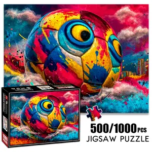 1pc 1000 piece adult puzzle 70x50cm Color - Splashed Soccer Ball with Big Eyes500 pieces of paper jigsaw puzzle, suitable for adults and families, large-scale DIY puzzle interactive toy games, bi