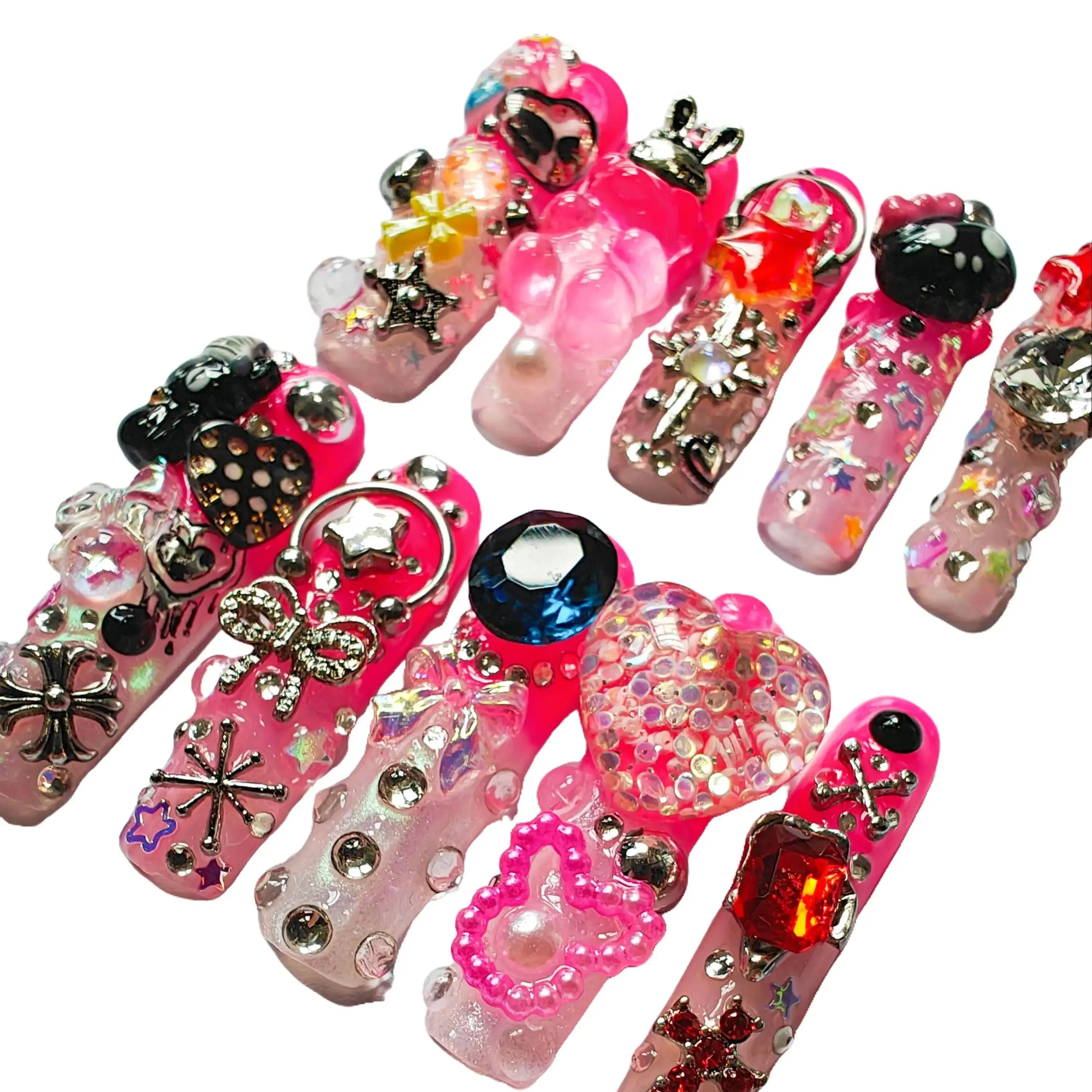 Jmnails medium square 1.6 inches 10Pcs Handmade High Quanlity Acrylic Press on Nails Art Beautifull Nails Party Luxury Fashion Comfortable and Reusable Nails