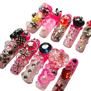 Jmnails medium square 1.6 inches 10Pcs Handmade High Quanlity Acrylic Press on Nails Art Beautifull Nails Party Luxury Fashion Comfortable and Reusable Nails