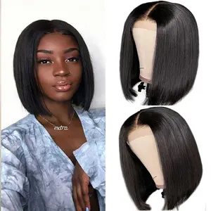Weavebest 2x6 Bob Wig Lace Closure Wig 100% Human Hair Wigs Middle Part Double Drawn Short Hair Wigs