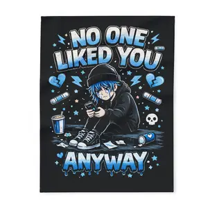 Sad Blue Emo Character blanket | No One Liked You Anyway fleece blanket