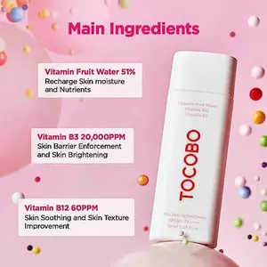 TOCOBO Vita Tone Up Sun Cream SPF50+ PA++++ 2.82oz / 50ml Natural Ingredients Moist Vitamin Sunscreen Vegan for Face